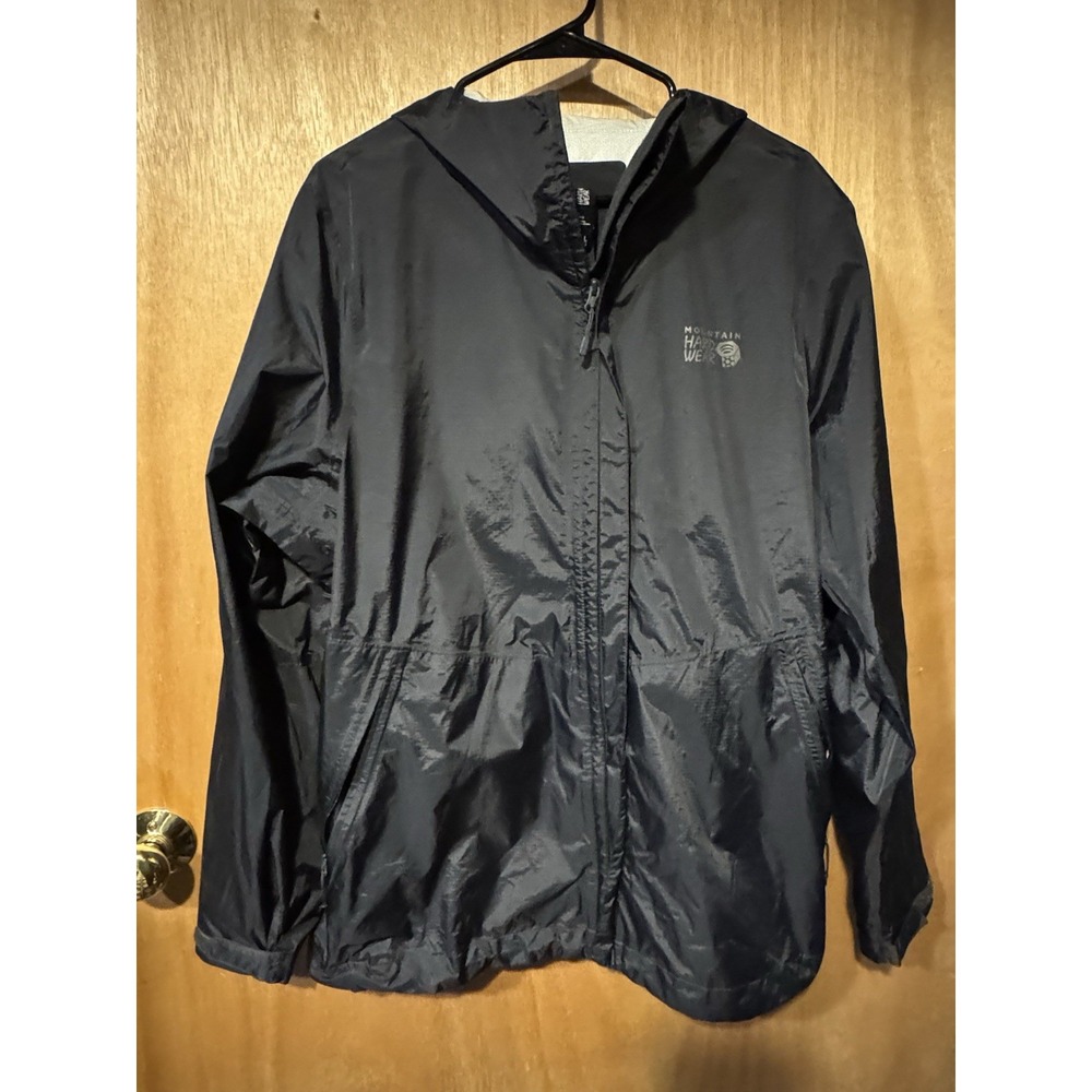 Mountain Hardwear Black Lightweight Full Zip Hooded Windbreaker Jacket L (R1)